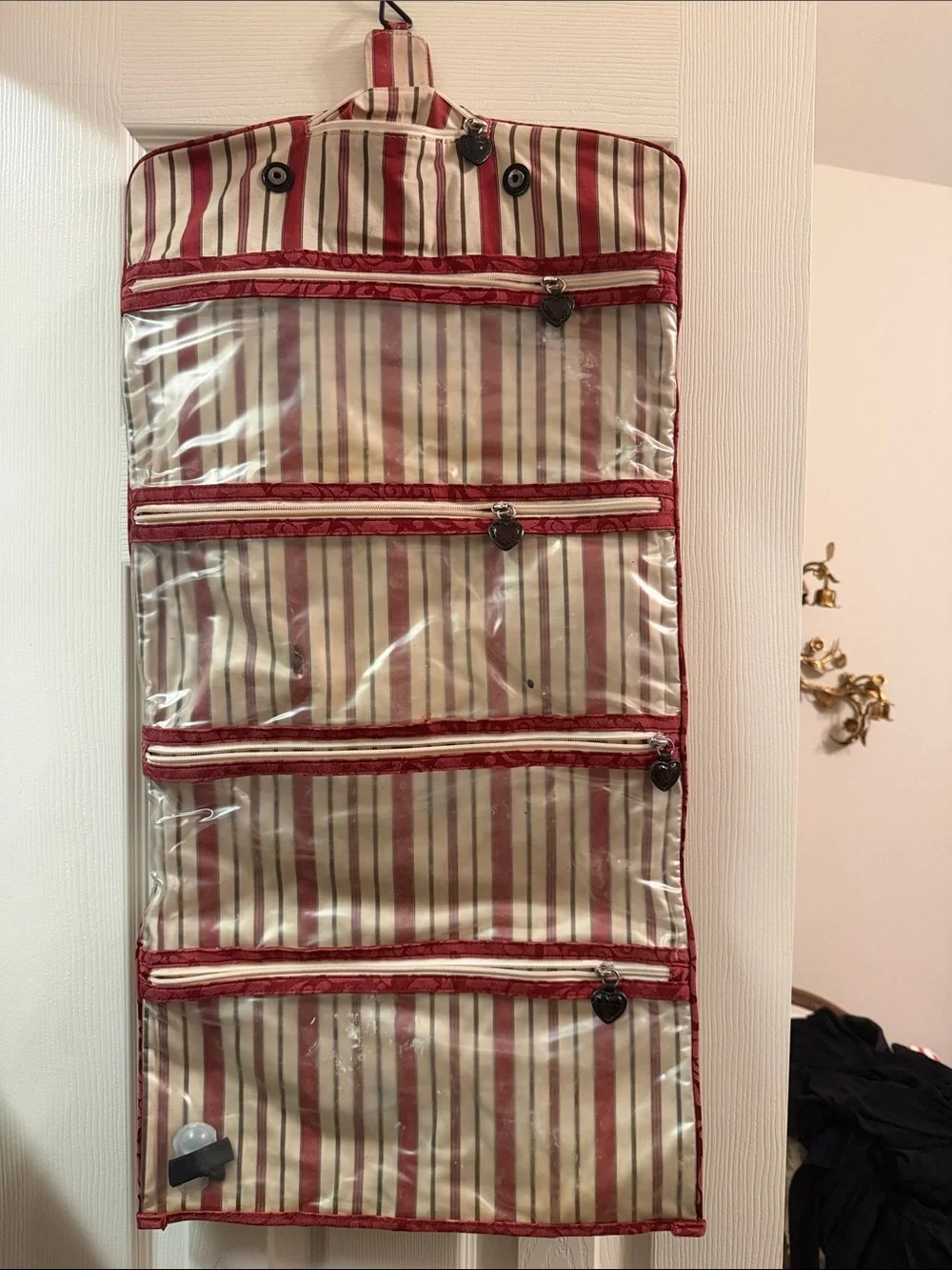 Brighton Striped/Floral Hanging Jewelry & Accessory Organizer Travel Suitcase